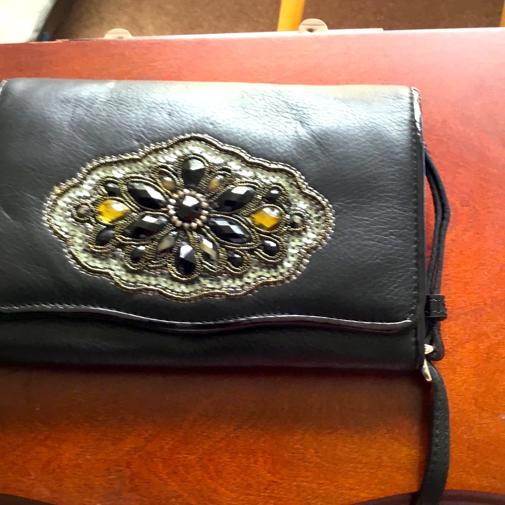 Elegant Black Clutch with Embellished Design